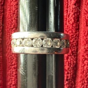 Sterling Silver Band with Clear Stones